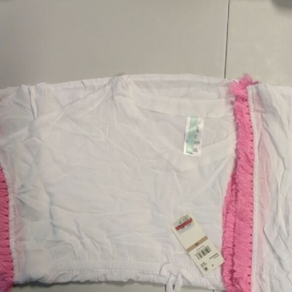 Breaking Waves Kids White and Pink Swim Coverup - Picture 1 of 2